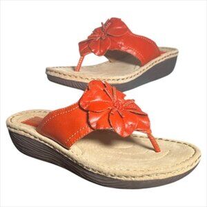 CLARKS ARTISAN Orange Floral Design Thong Sandal